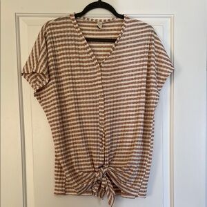 Striped Brown and White Women's Top